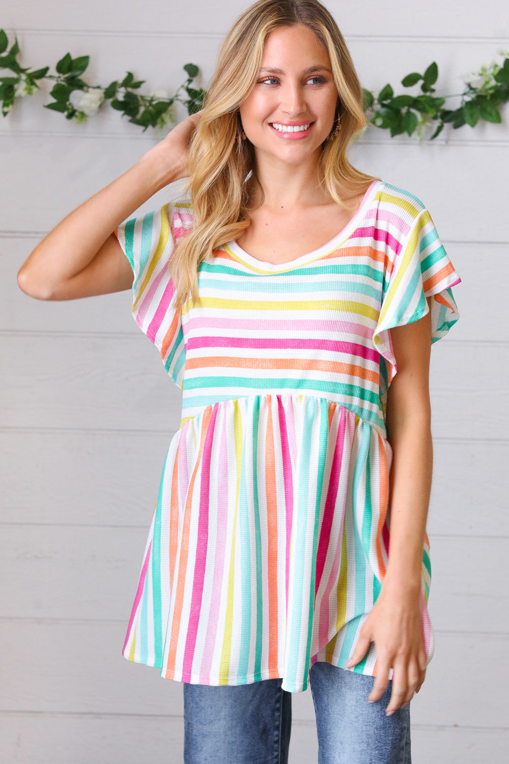 Lavender Rainbow Stripe Babydoll To