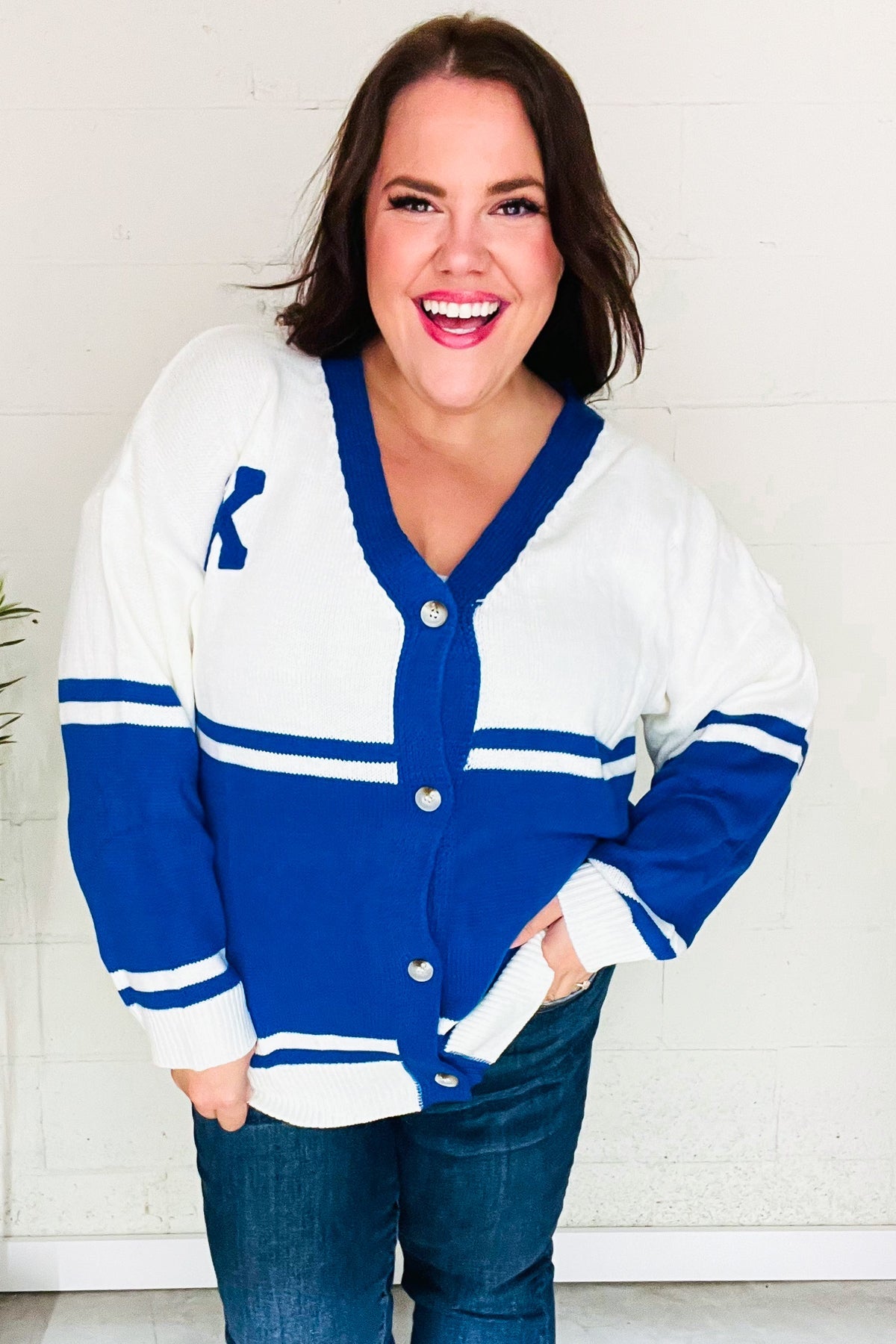 Game Day Blue "K" Embroidered Cardigan