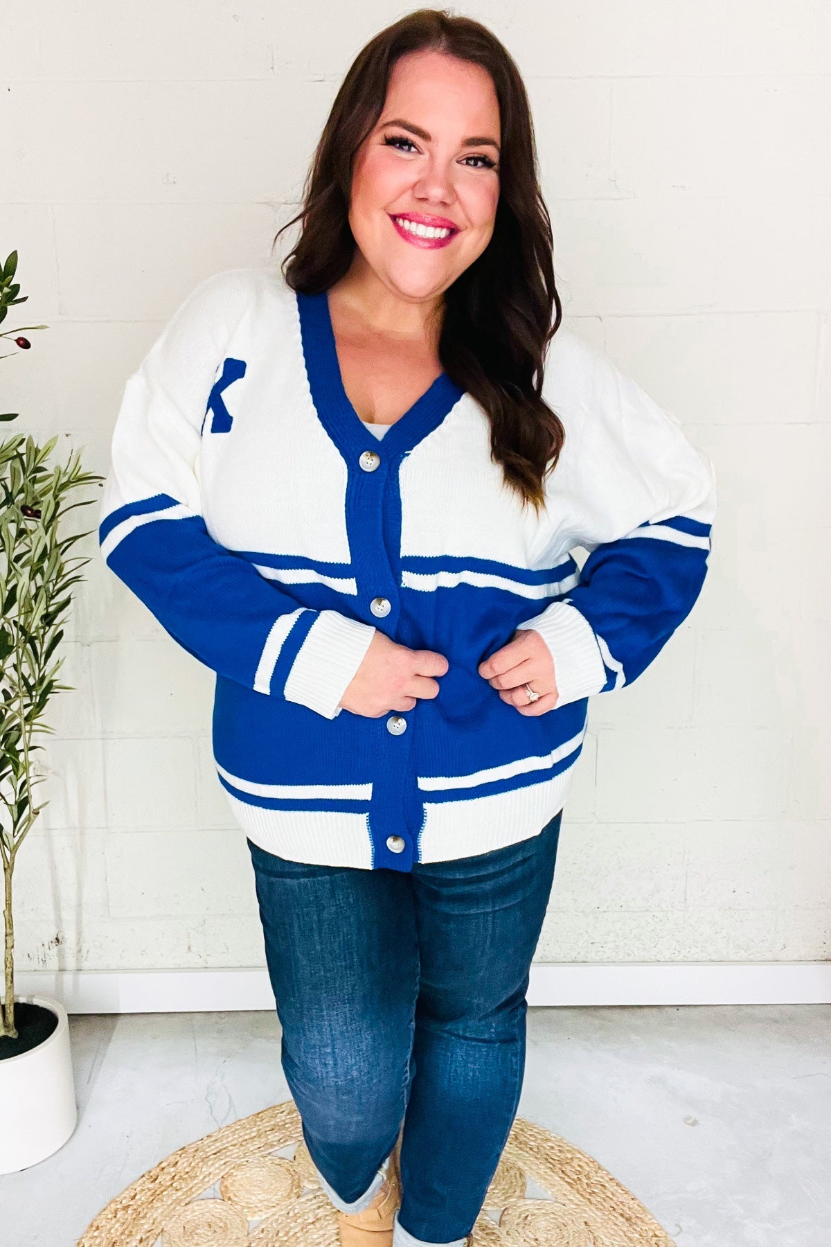 Game Day Blue "K" Embroidered Cardigan