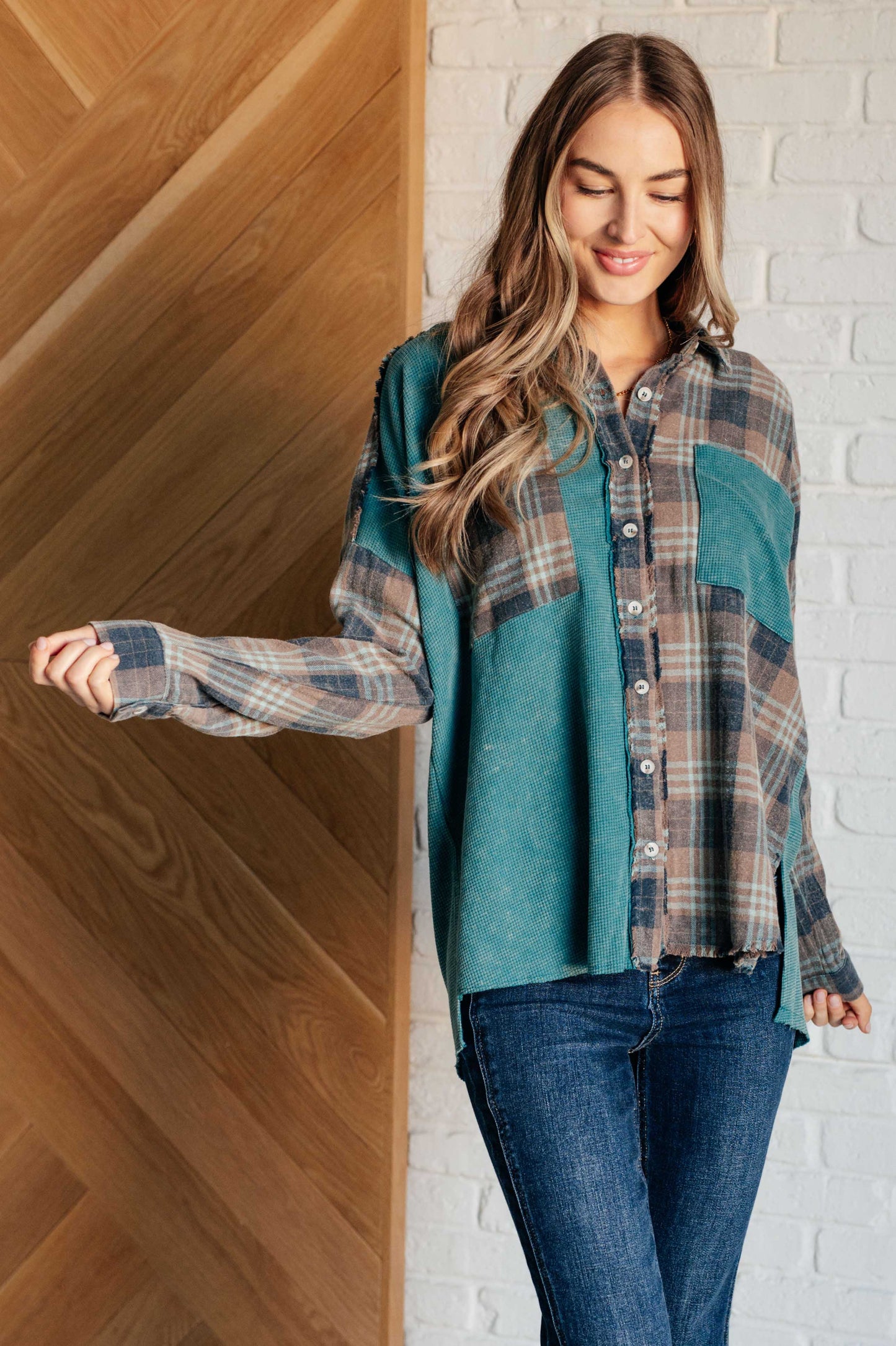 Tied for Time Thermal Plaid Button Up